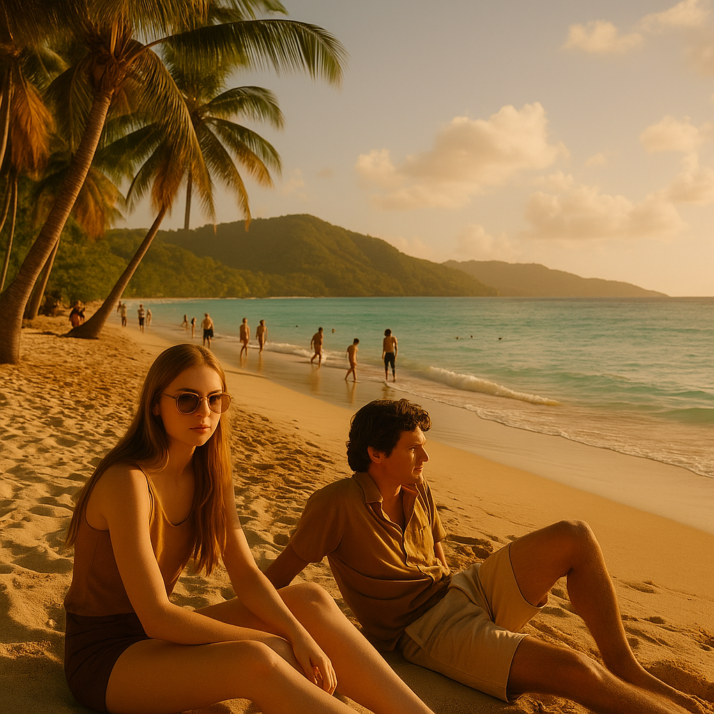 Caribbean Beach Scene, circa 1970