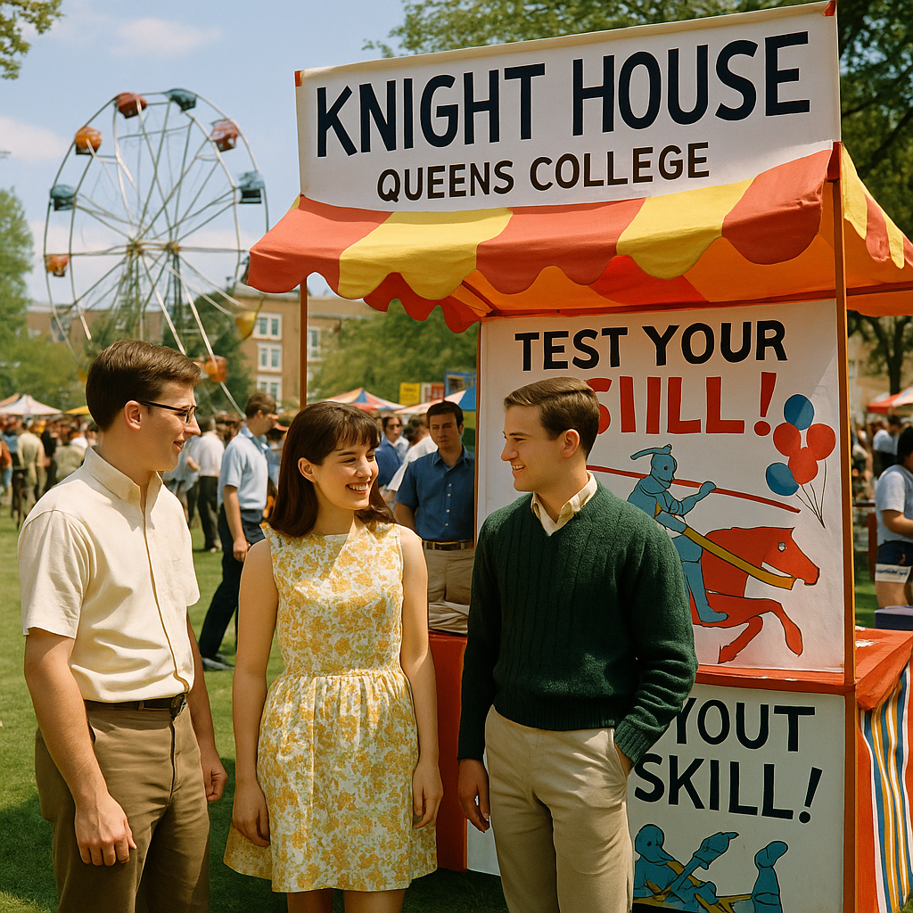 Knight House booth at Queens College spring carnival in the 1960s