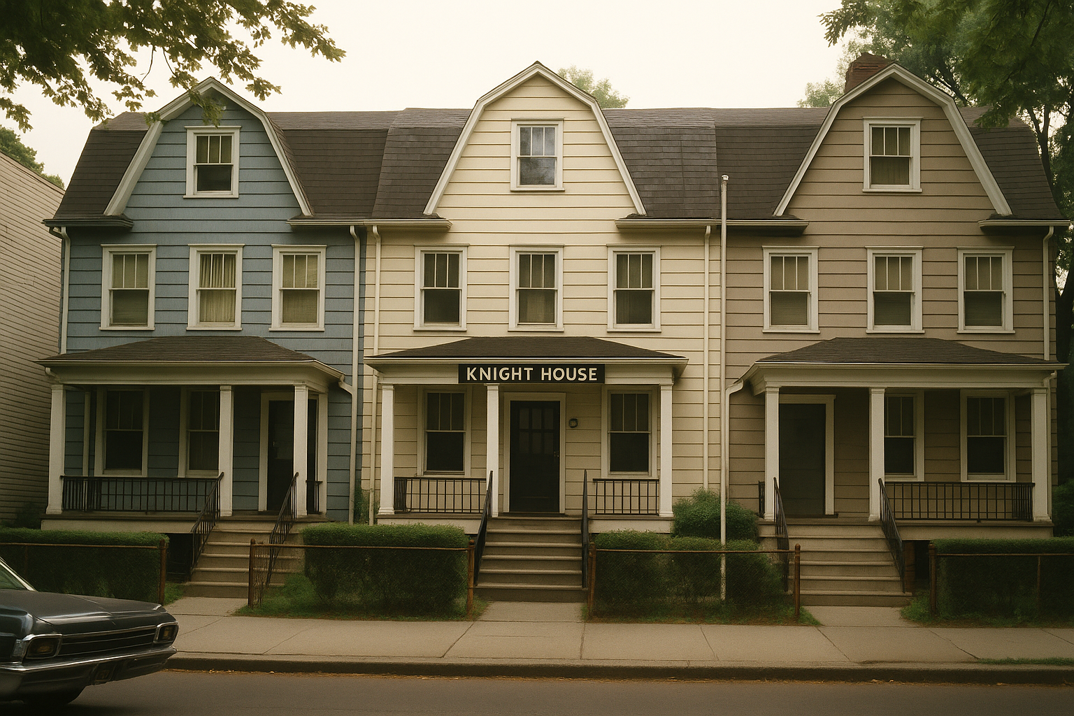 Knight House on Roosevelt Avenue in Flushing, late 1960s — the house-plan space that became our social hub