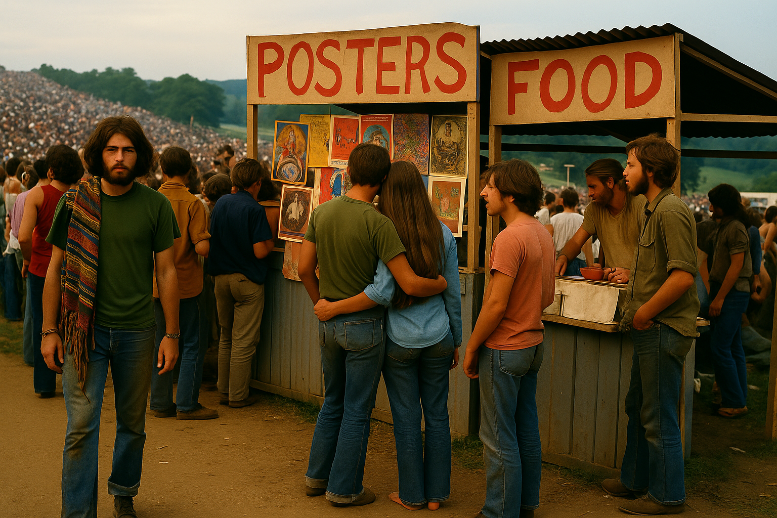 Food and supply tents along the top concourse
